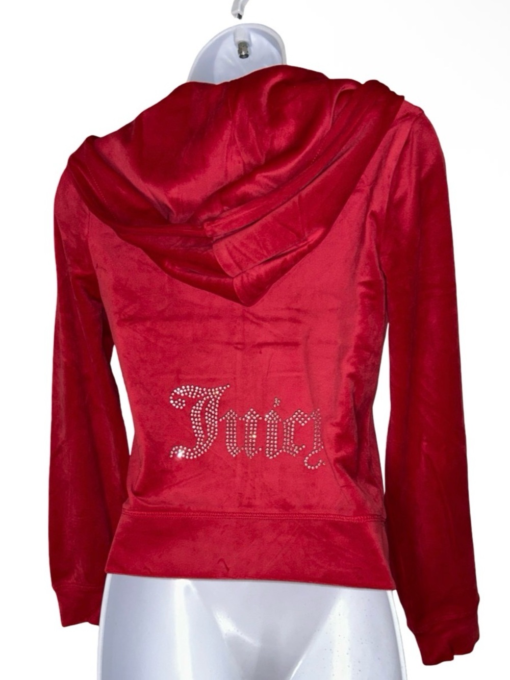 JUICY COUTURE COCO RED OG BLING RHINESTONE VELOUR TRACKSUIT SWEATSUIT HOODIE